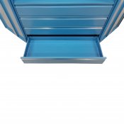 Plåtskåp 2000x1000x500 med lådor finns i blå eller grå