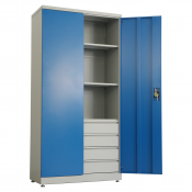 plåtskåp med lådor