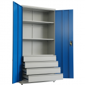 plåtskåp med lådor